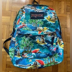 Jansport backpack. Beach print, multicolor